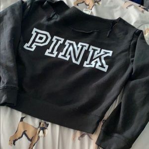 Vs pink off shoulder logo sweatshirt medium